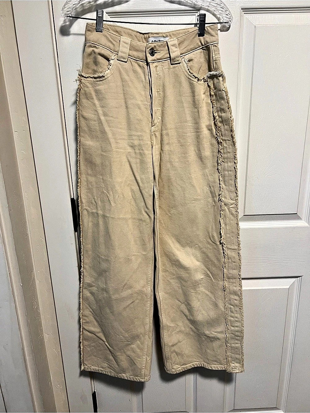 & Other Stories Fringed Light Yellow Wide-Leg Jeans